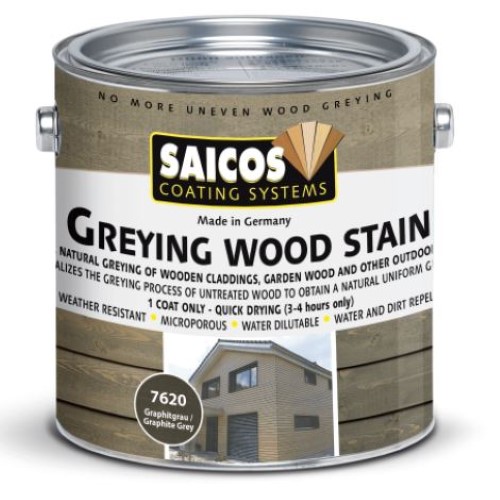 Saicos - Greying Wood Stain Graphite Grey (7620) - 2.5 Litre