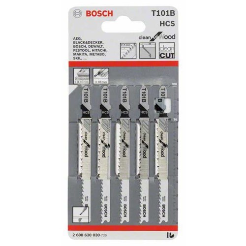 Bosch Clean Cut Jigsaw Blades T101B - Pack of 5