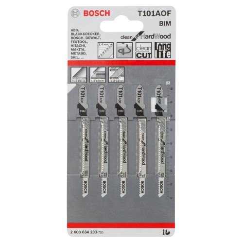 Bosch Laminate Curved Cut Jigsaw Blades T101AOF - Pack of 5